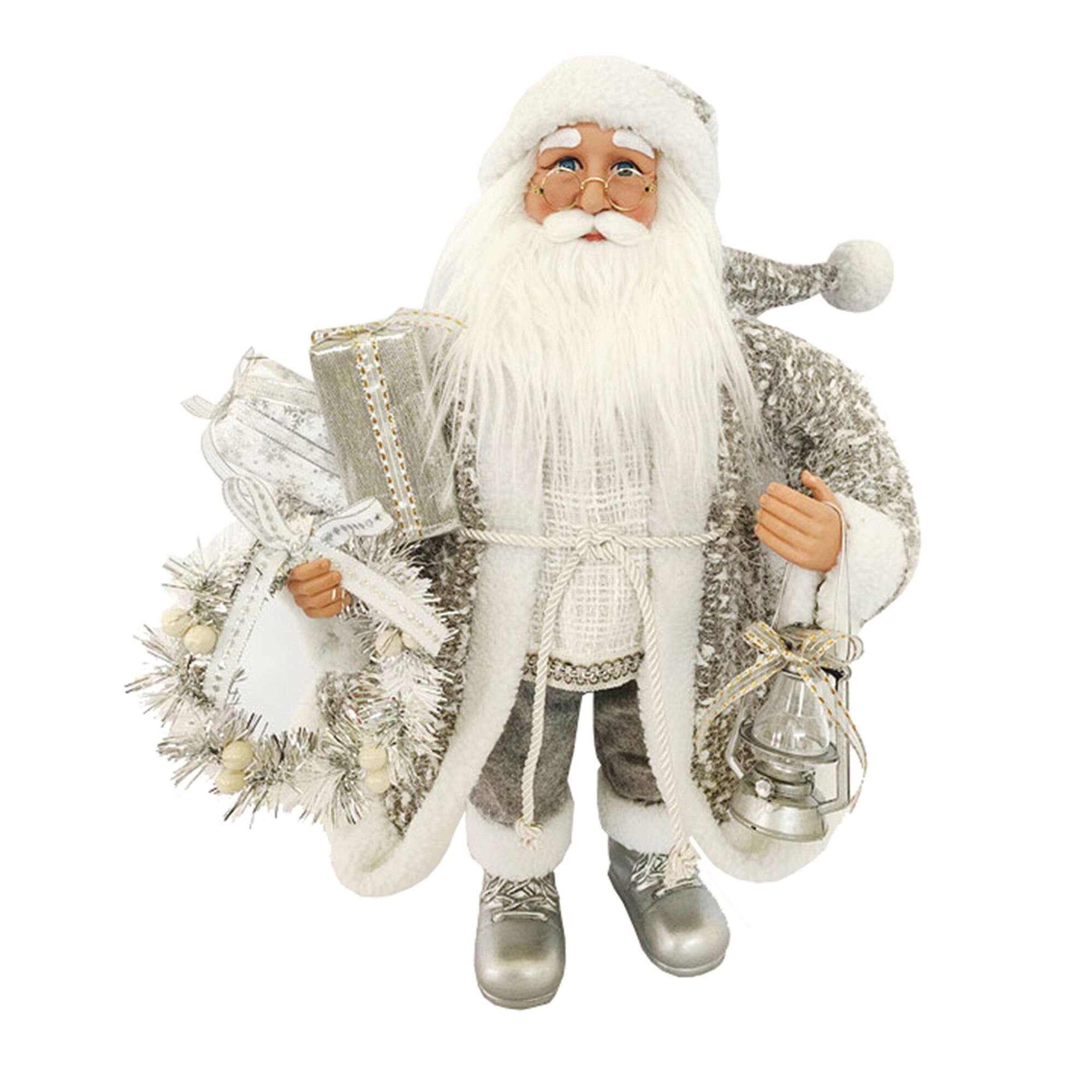 24" Silver Tidings Santa Claus Decoration